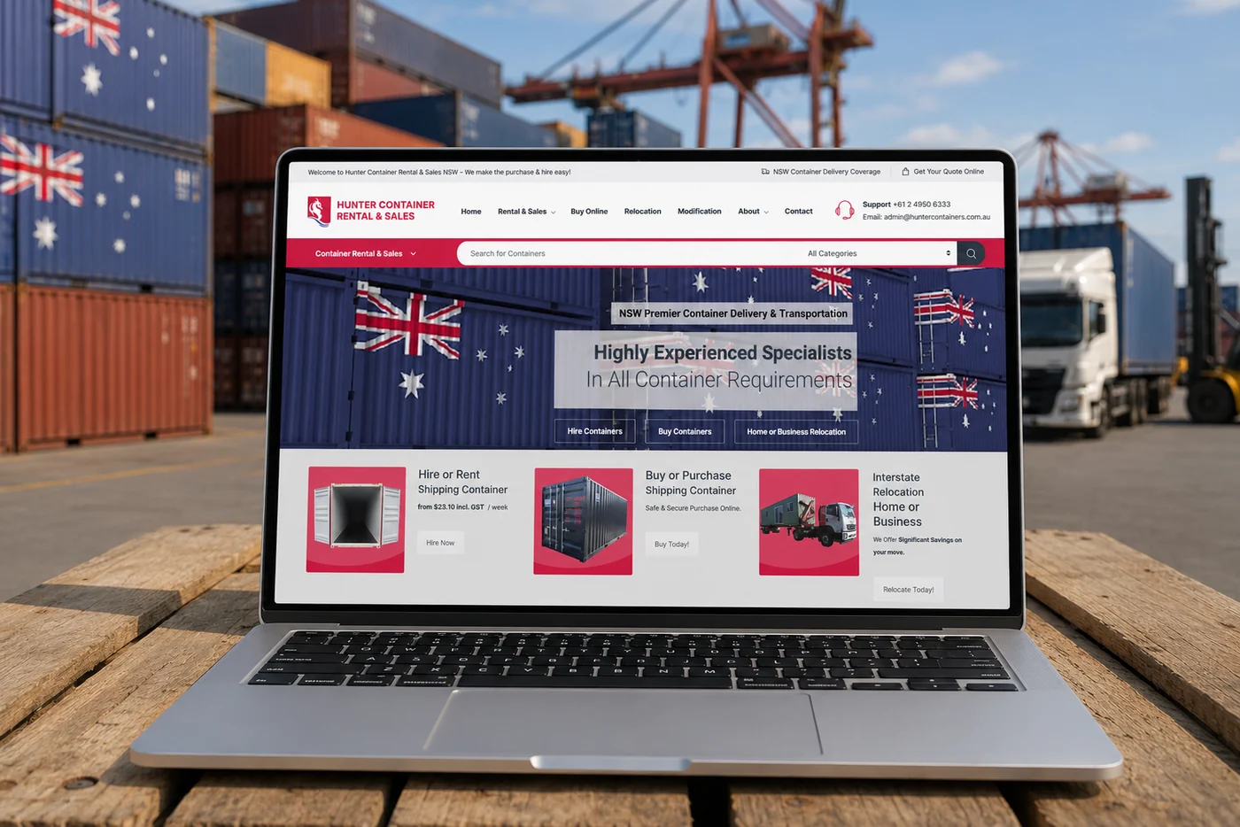 The Hunter Containers website